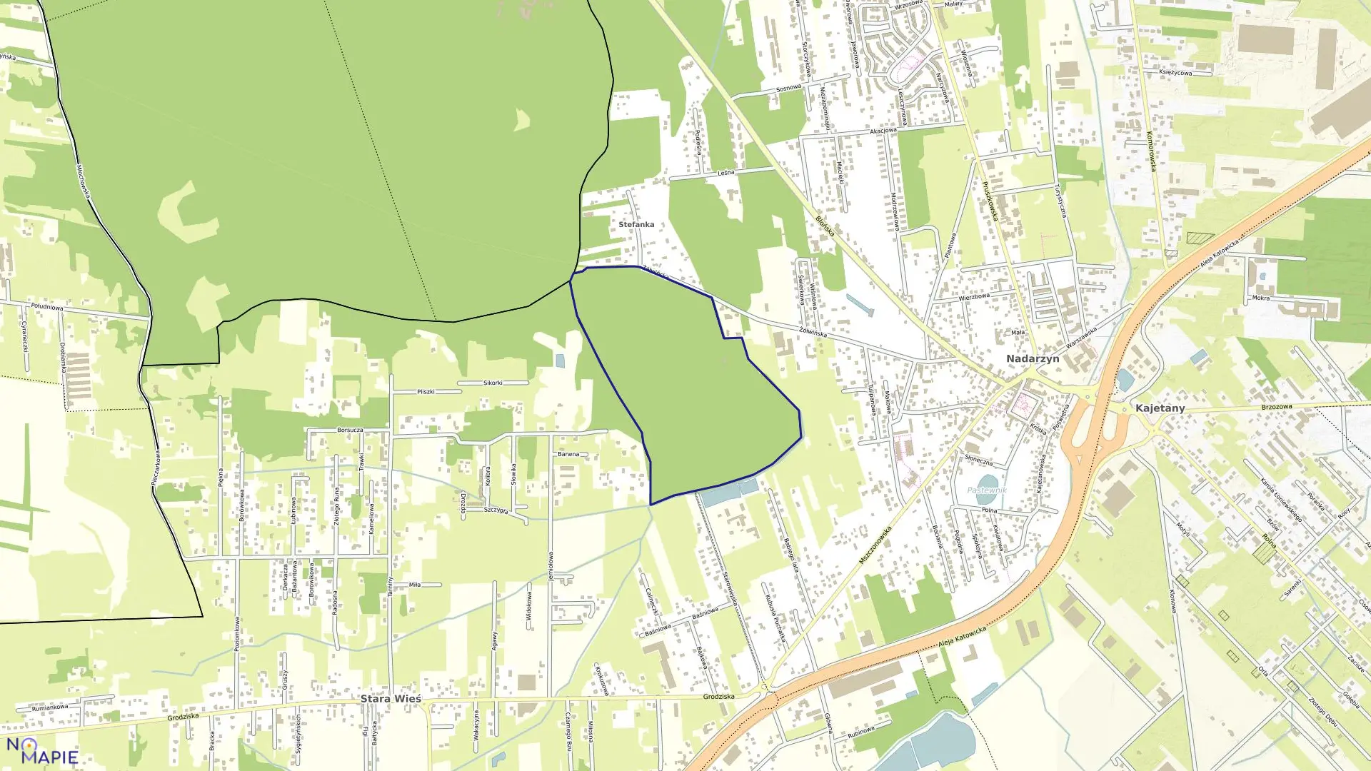 Mapa obrębu 17 w mieście Podkowa Leśna